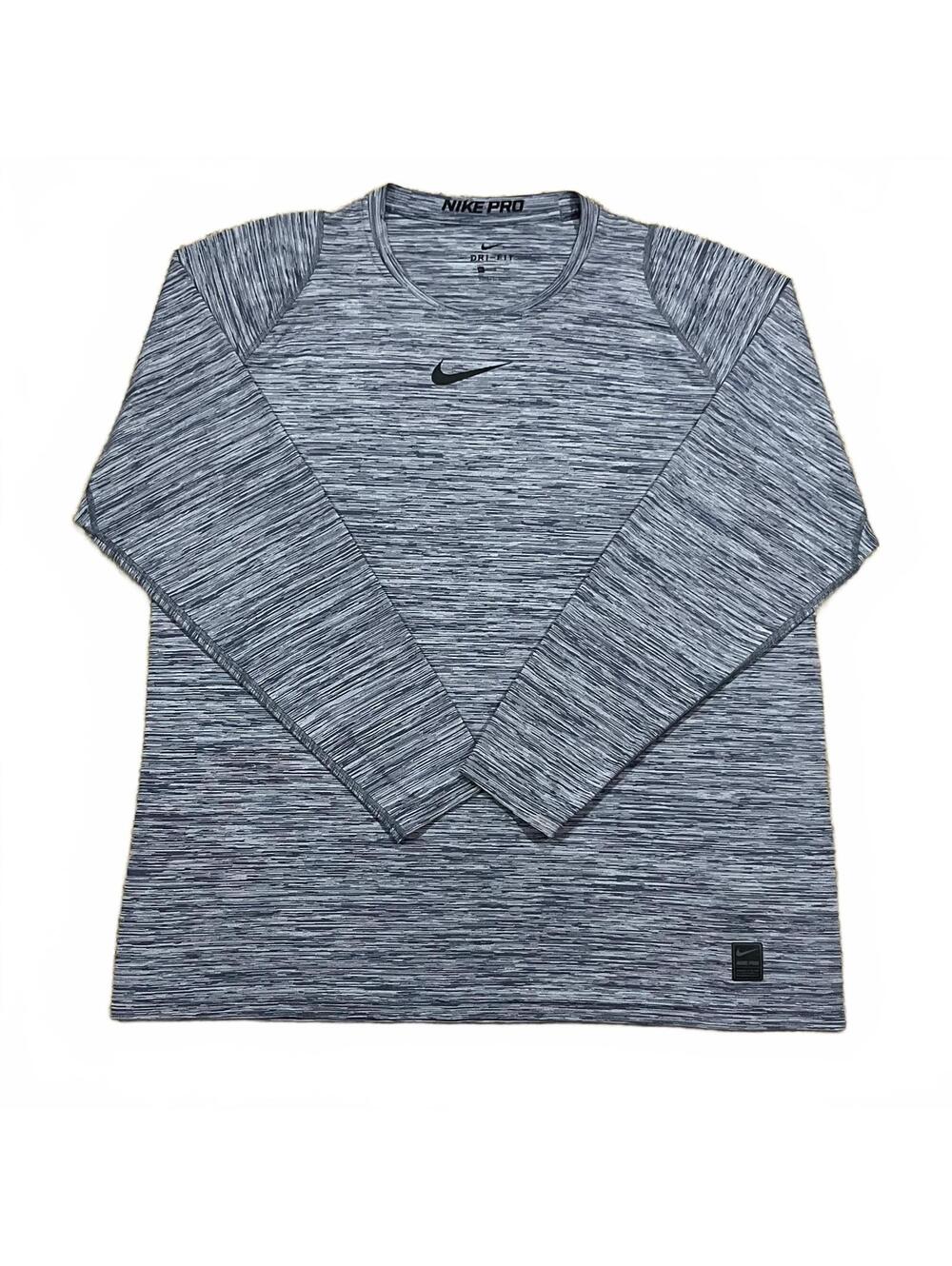 Nike Pro Mens Training Long Sleeve Shirt Blue Heathered Size 2XL